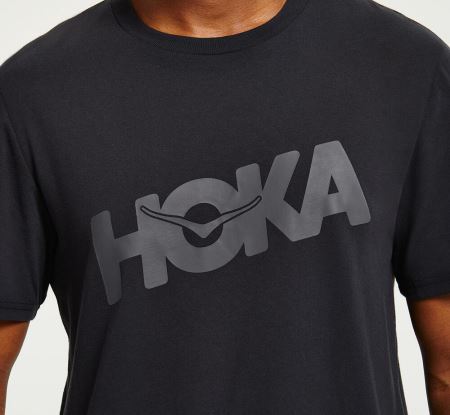 Hoka One One Brand Tee Homem - Top Pretas | PT-xb0ymN1